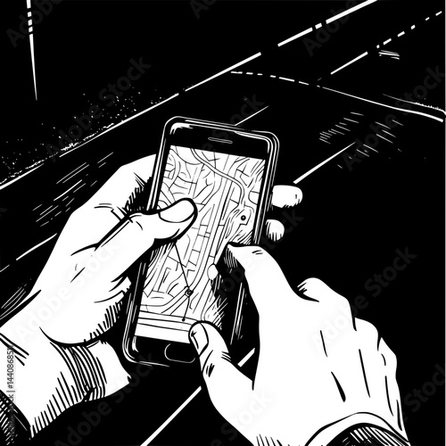 Black and White Silhouette of Person Holding Smartphone – Man or Woman Using Mobile DeviceBlack and White Silhouette of Person Holding Smartphone – Man or Woman Using Mobile Device