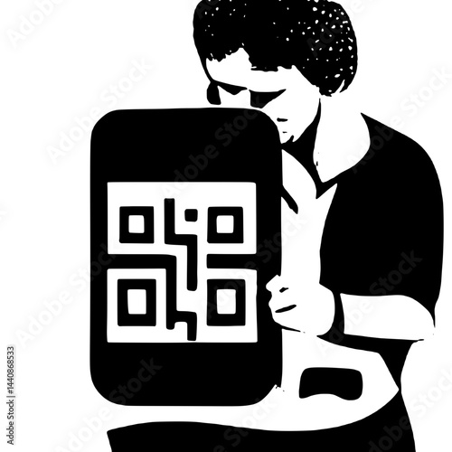 Black and White Silhouette of Person Holding Smartphone – Man or Woman Using Mobile DeviceBlack and White Silhouette of Person Holding Smartphone – Man or Woman Using Mobile Device