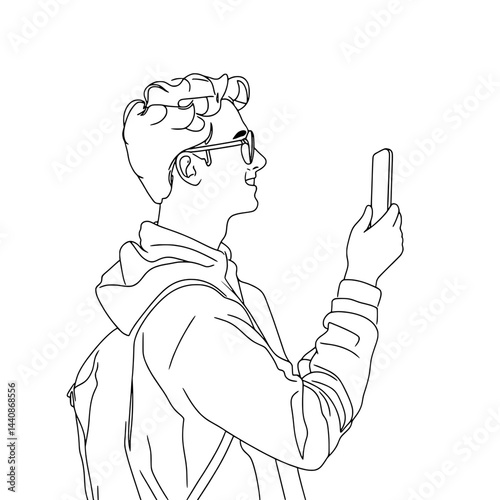 Black and White Silhouette of Person Holding Smartphone – Man or Woman Using Mobile DeviceBlack and White Silhouette of Person Holding Smartphone – Man or Woman Using Mobile Device