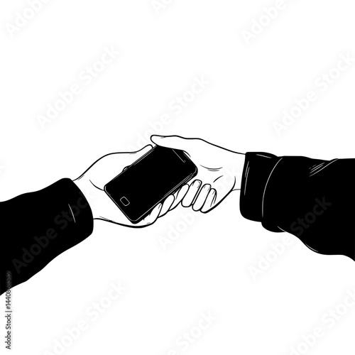 Black and White Silhouette of Person Holding Smartphone – Man or Woman Using Mobile DeviceBlack and White Silhouette of Person Holding Smartphone – Man or Woman Using Mobile Device