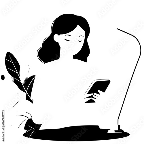 Black and White Silhouette of Person Holding Smartphone – Man or Woman Using Mobile DeviceBlack and White Silhouette of Person Holding Smartphone – Man or Woman Using Mobile Device