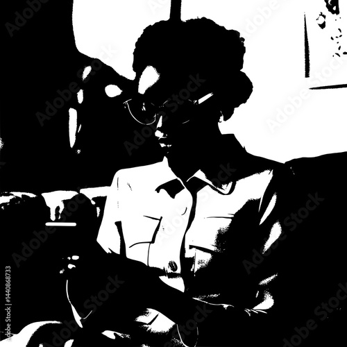 Black and White Silhouette of Person Holding Smartphone – Man or Woman Using Mobile DeviceBlack and White Silhouette of Person Holding Smartphone – Man or Woman Using Mobile Device