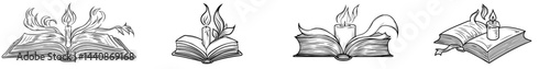 A silhouette of an open book symbolizes knowledge and education, making it perfect for themes associated with reading, literature, and learning