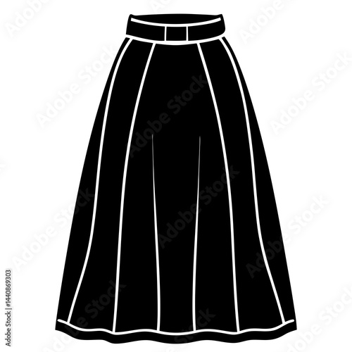Minimal Maxi Skirt Silhouette Vector on White