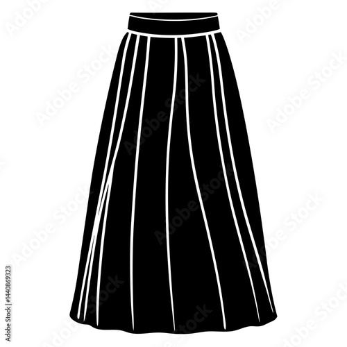 Minimal Maxi Skirt Silhouette Vector on White
