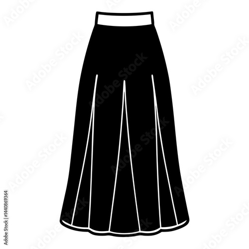 Minimal Maxi Skirt Silhouette Vector on White