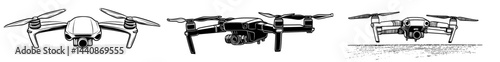 A modern drone with a sleek design and four propellers embodies the latest advancements in aerial photography and surveillance technology