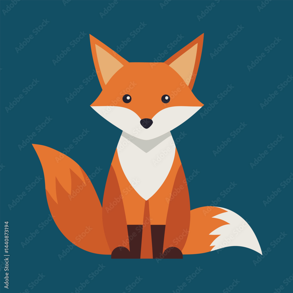 Obraz premium A cute red fox cartoon line art t shirt of a funny wild mammal with an orange tail, smiles in the forest