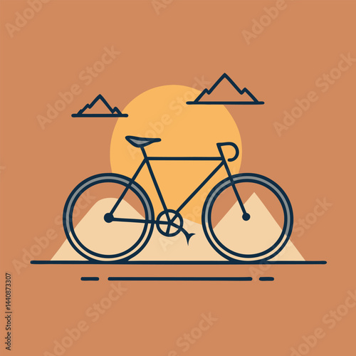 flat line art bicycle t shirt minimalist sports 