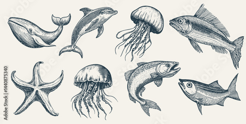 Vintage Marine Animal Illustrations