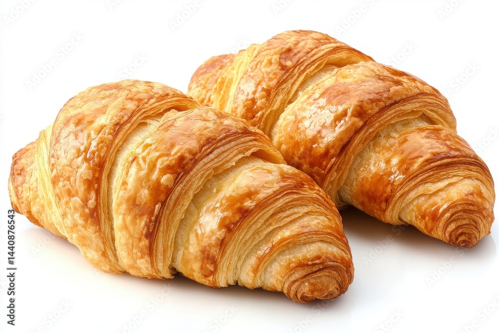 Two Golden Brown and Buttery Croissants Two Golden Brown and Buttery Croissants