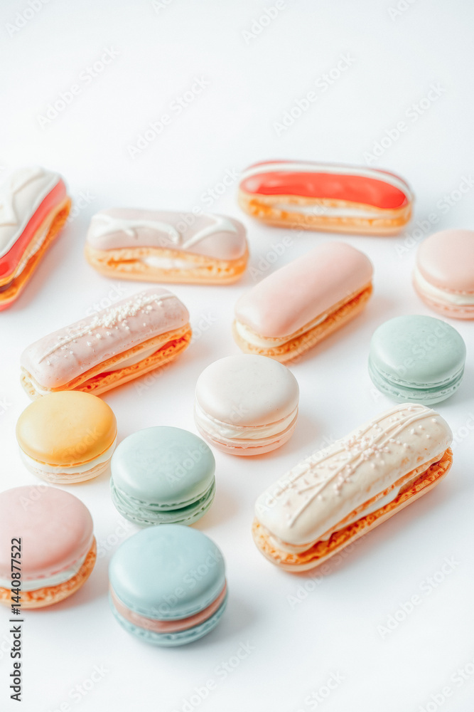 Colorful French Pastries Display