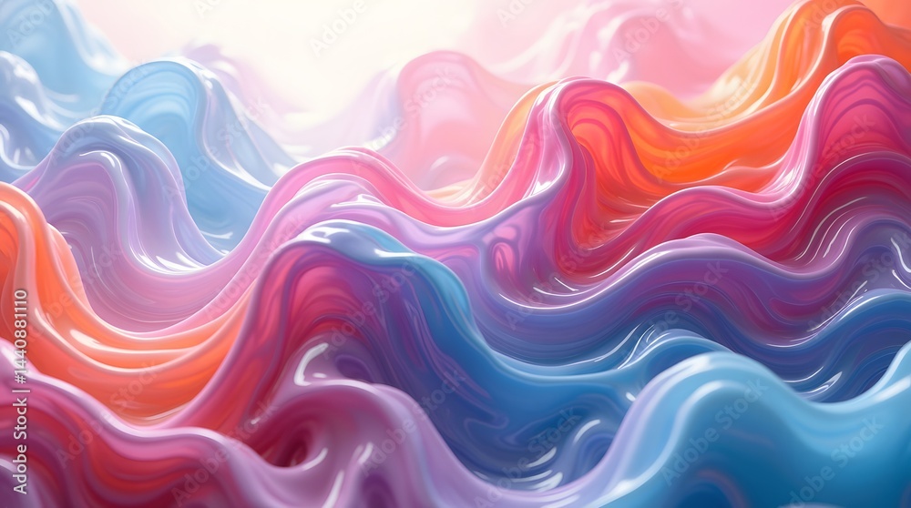 Colorful waves of vibrant hues creating a mesmerizing abstract landscape.