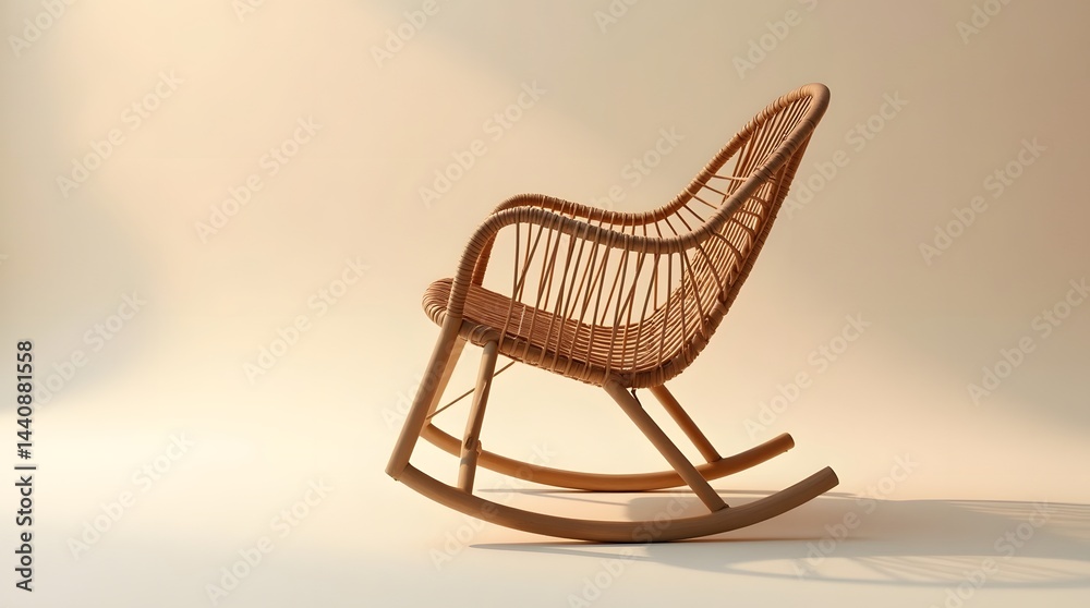 Elegant wicker rocking chair showcasing a modern design in warm tones, perfect for cozy interiors.