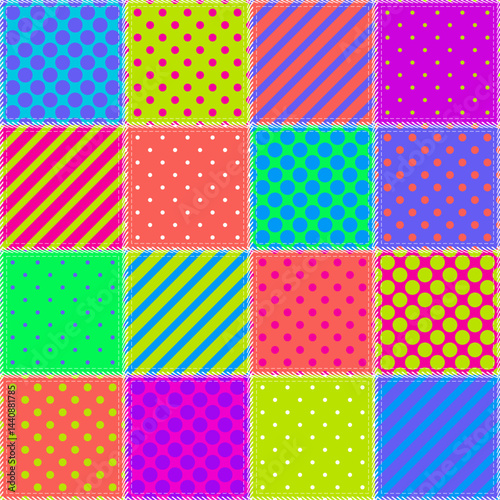 Patchwork print wallpaper background with different patterns quilting hobby craft handmade