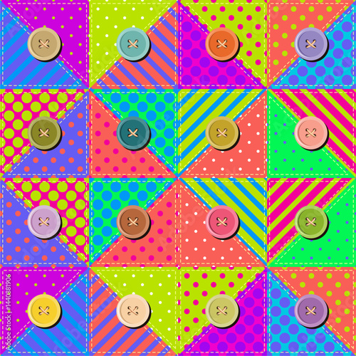 Patchwork print wallpaper background with different patterns quilting hobby craft handmade