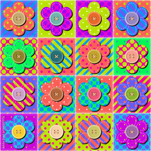 Patchwork print wallpaper background with different patterns quilting hobby craft handmade