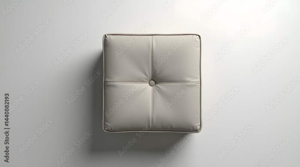 Stylish beige leather cushion with button detail, perfect for modern home decor.