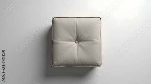 Obraz na płótnie Stylish beige leather cushion with button detail, perfect for modern home decor. w salonie