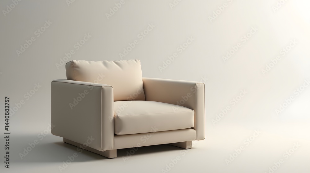 Minimalist beige armchair creating a warm and inviting atmosphere.