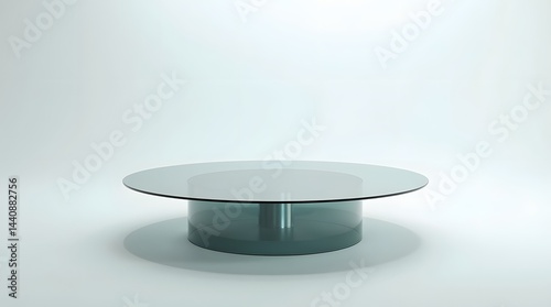 Obraz na płótnie A sleek, modern glass coffee table with a circular design and minimalist aesthetic. w salonie