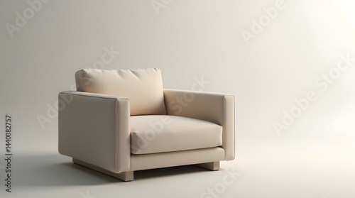Obraz na płótnie Minimalist beige armchair creating a warm and inviting atmosphere. w salonie
