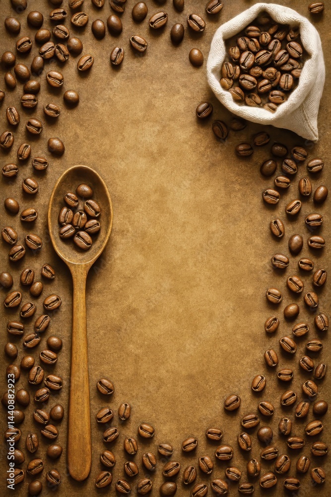 Exploring the Rich Aroma of Freshly Roasted Coffee Beans on a Rustic Table