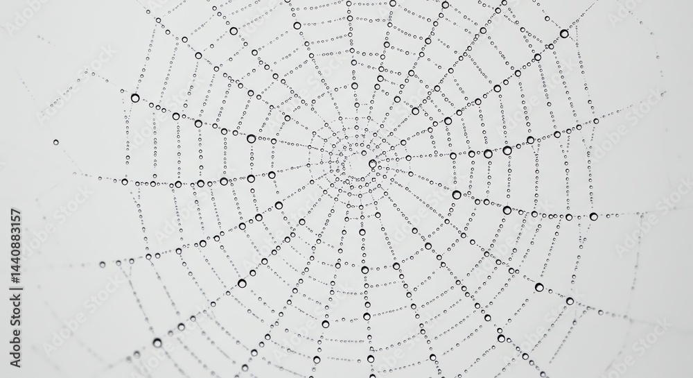 Spiderweb Covered in Water Droplets Macro Shot Spiderweb Covered in Water Droplets Macro Shot