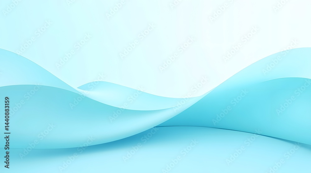 Fototapeta premium Fluid abstract shapes in shades of light blue create a calm and serene backdrop.