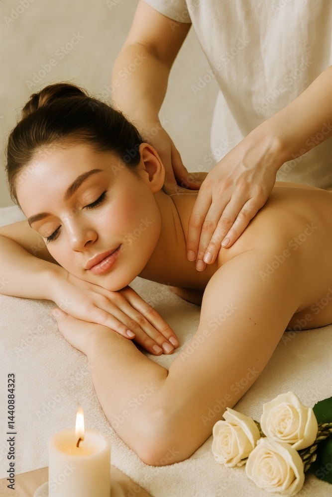 Relaxing Massage Therapy Session With Soothing Ambiance and Candlelight in a Serene Spa Setting