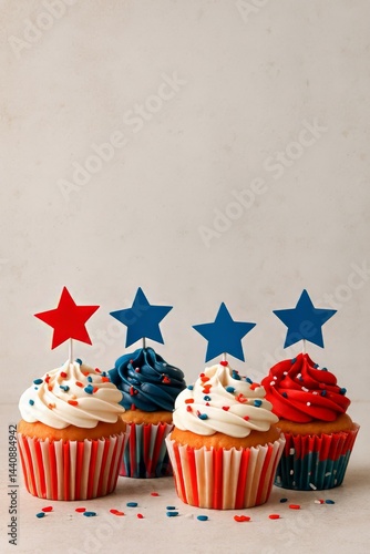 Colorful Cupcakes Decorated for a Festive Celebration in the USA With Vibrant...