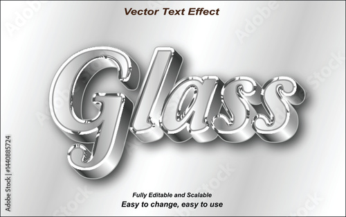 Glass vector text effect black silver color combination, easily editable and usable.
