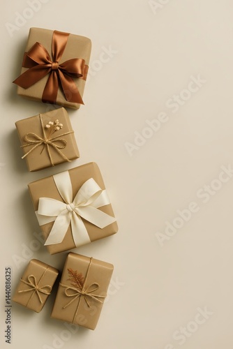 Gifts Wrapped in Elegant Paper and Ribbons on a Light Background for Special ...