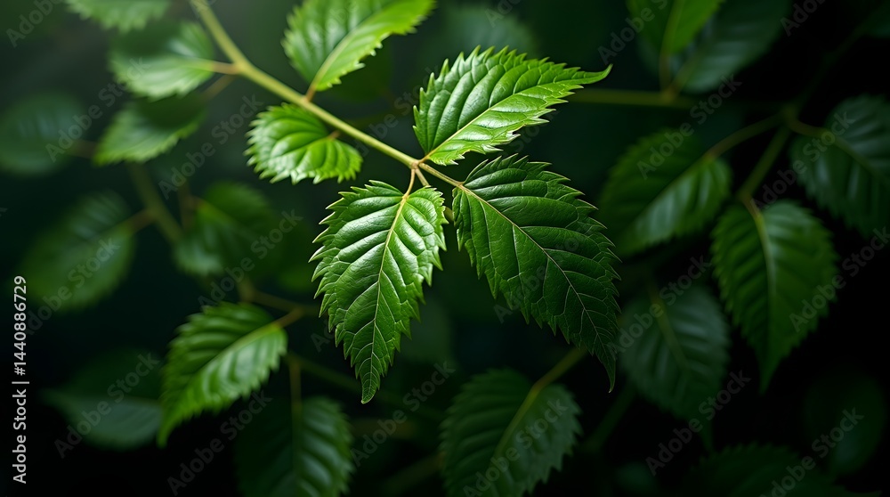 Close-up of vibrant green leaves showcasing intricate textures and rich hues, capturing the essence of nature's beauty.