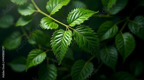 Obraz na płótnie Close-up of vibrant green leaves showcasing intricate textures and rich hues, capturing the essence of nature's beauty. w salonie