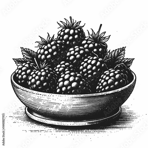 Rustic Blackberry Collection in Vintage Woodblock Print Style