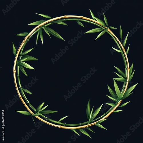 Bamboo frame wreath graphic design, decorative photo