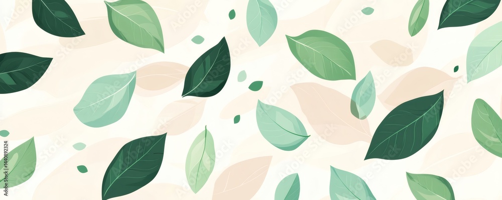 Delicate pattern of various shades of green leaves on a pale background. Delicate pattern of various shades of green leaves on a pale background.