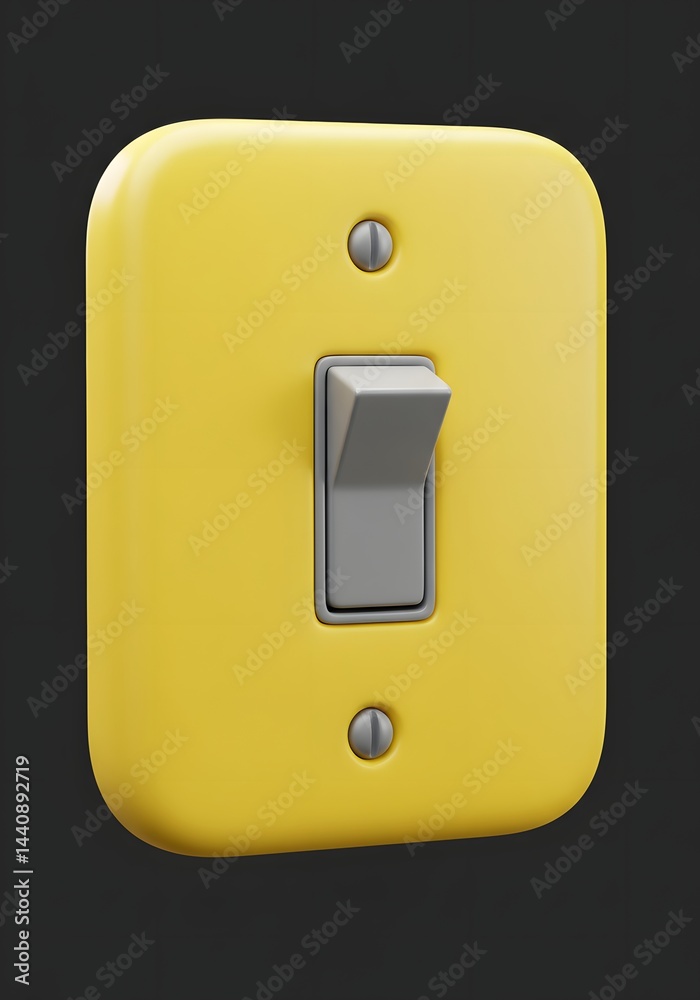 Illuminating Choice: A Detailed Render of a Yellow Light Switch Against a Muted Dark Background Depicting Electrical Control Illuminating Choice: A Detailed Render of a Yellow Light Switch Against a Muted Dark Background Depicting Electrical Control