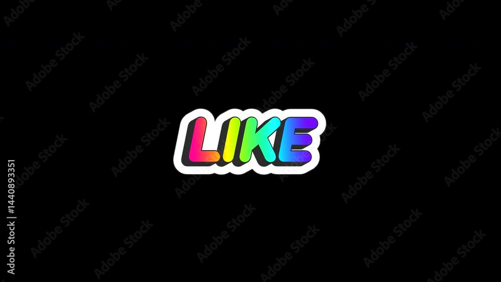 Like - Spinning Multicolored Sticker Title Loop On Alpha Background Like - Spinning Multicolored Sticker Title Loop On Alpha Background