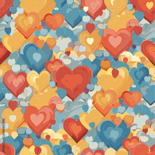 Heart autism love icon, autism Awareness Seamless Pattern - Colorful pattern design, autistic heart pattern