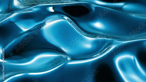 Mesmerizing metallic liquid waves in motion with shimmering reflections