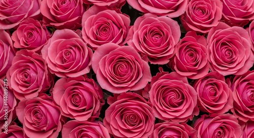 Close-up of Pink Roses Blossoming Fresh Flower Arrangement