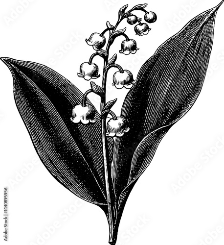 Elegant engraved illustration of a lily boutonniere for wedding designs