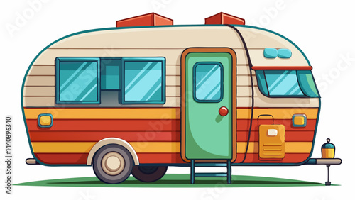 Caravan isolated on transparent background.