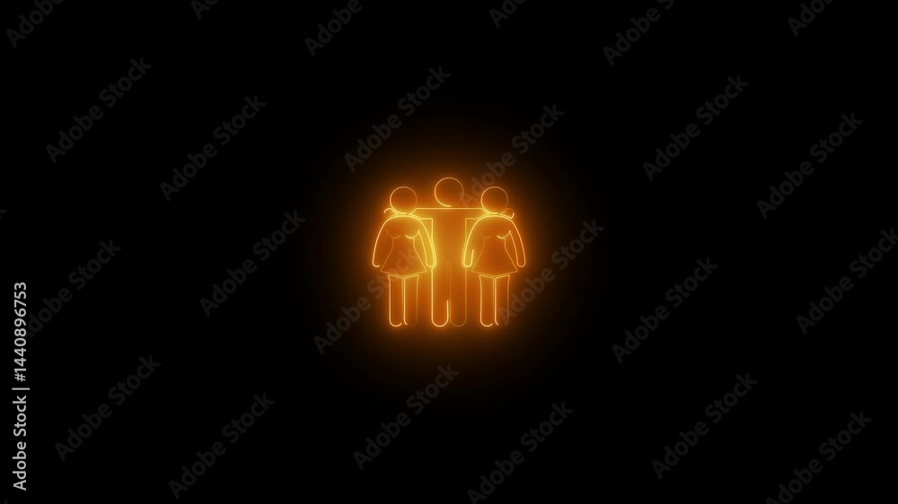 a glowing neon Casanova icon animation video on black background  