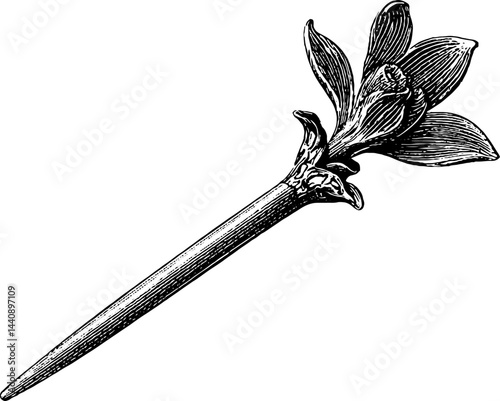 Intricate wedding hairpin with floral carving design for elegant bridal accessories.