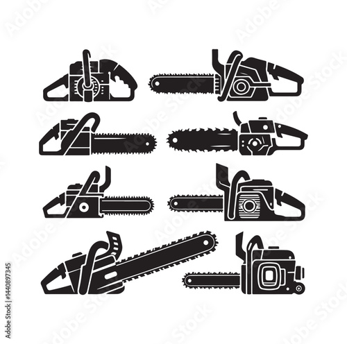 Chainsaw set silhouette vector illustration