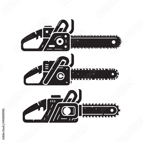 Chainsaw set silhouette vector illustration