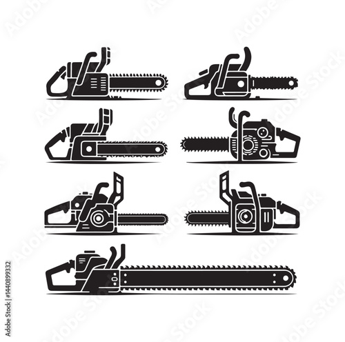Chainsaw set silhouette vector illustration